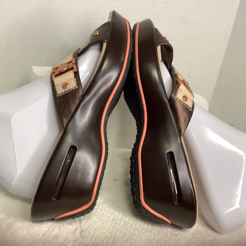 Cole Haan Nike air ladies cross‎ strap slides platform beige/copper - Picture 7 of 15